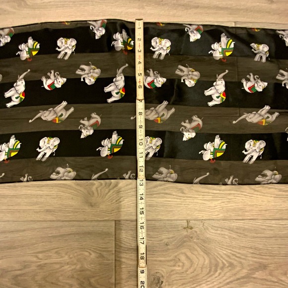 Unbranded Accessories - Women Rectangle Scarf Black Satin Polyester Elephant Animal Print 60 x 15 in